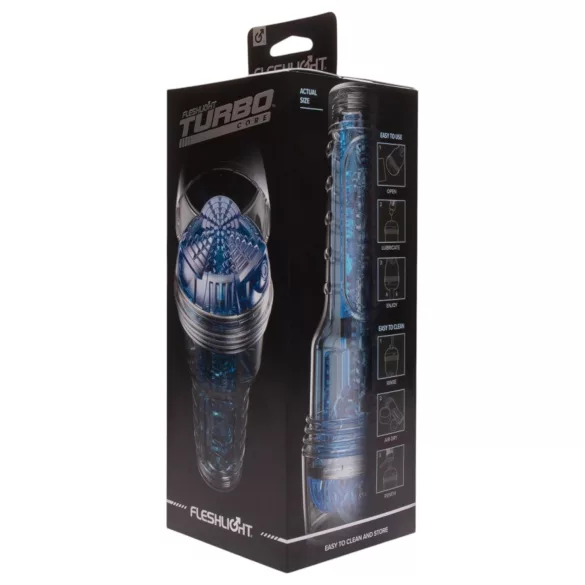 Fleshlight Turbo Core - masturbators ar vaku efektu zilā krāsā