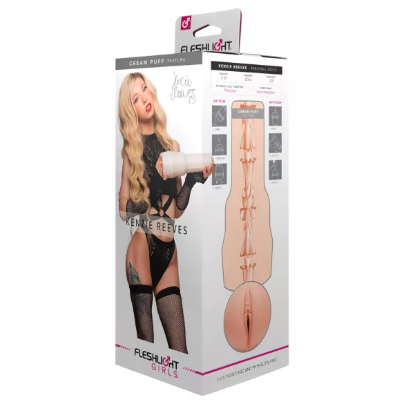 Fleshlight Kenzie Reeves Creampuff - reālistiska mākslīgā maksts (dabīga krāsa)