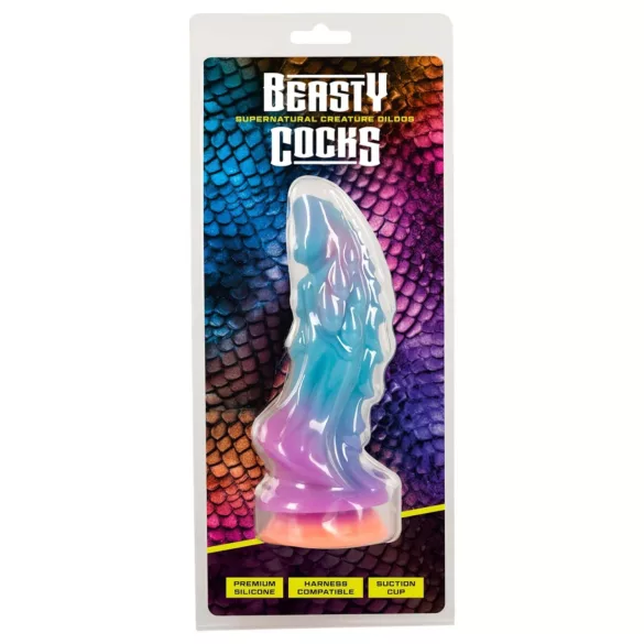 Beasty Cocks - silikona dildo ar citplanētiešu dizainu zils/oranžs
