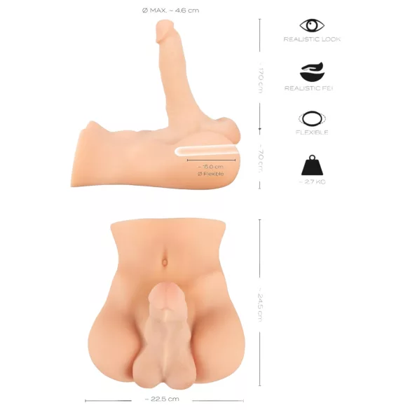 Realistixxx Deluxe Man 02 - vīriešu torss masturbators ādas krāsā