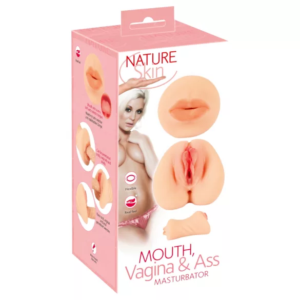 Nature Skin - vagīnas un mutes masturbators (dabīgs)