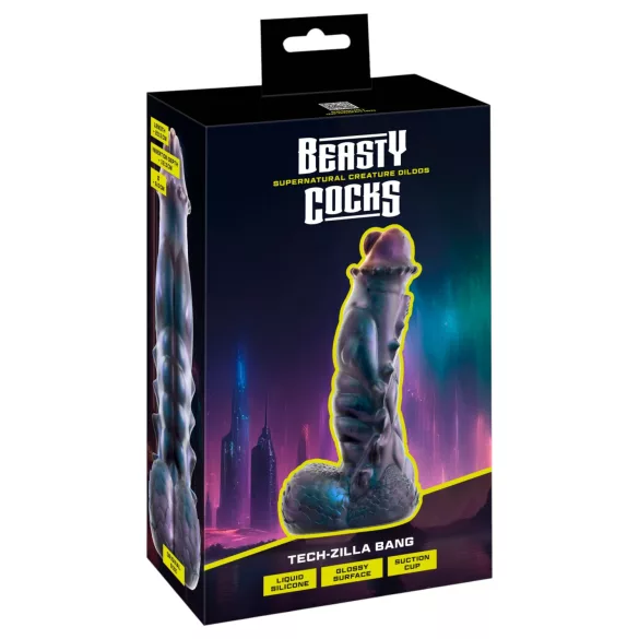 Beasty Cocks Tech-Zilla Bang - piesūcekņa monster dildo (violets)