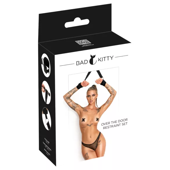 Bad Kitty - pie durvīm karināms roku fiksācijas komplekts (melns)