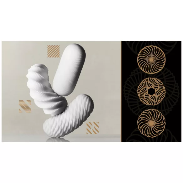 TENGA 3Dx Spiral - spirālveida raksta masturbators (balts)