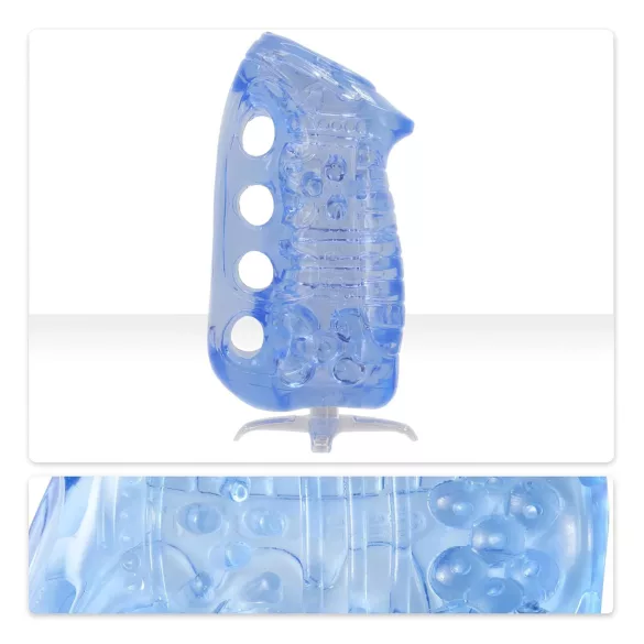Fleshlight Fleshskins Grip Blue Ice - abos galos atvērts masturbators (zils)