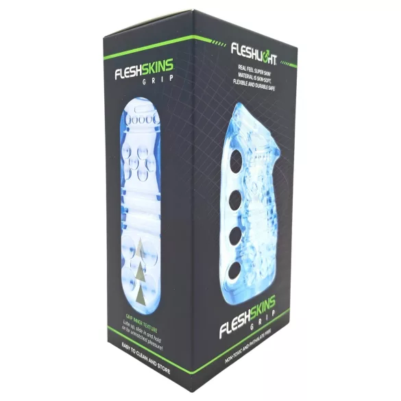 Fleshlight Fleshskins Grip Blue Ice - abos galos atvērts masturbators (zils)