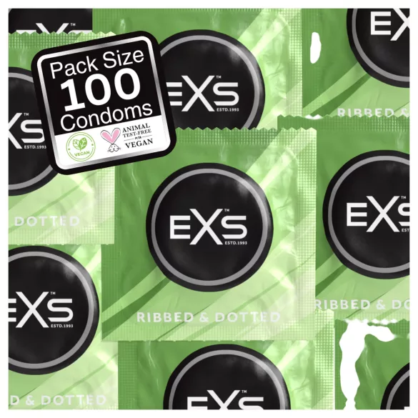 EXS ribotā un punktotā prezervatīvs (100 gab.)
