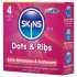 Skins - prezervatīvi ar ribām un punktiem 4 gab