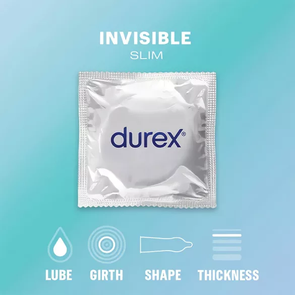 Durex Invisible Slim - prezervatīvi īpaši plāni 10 gab
