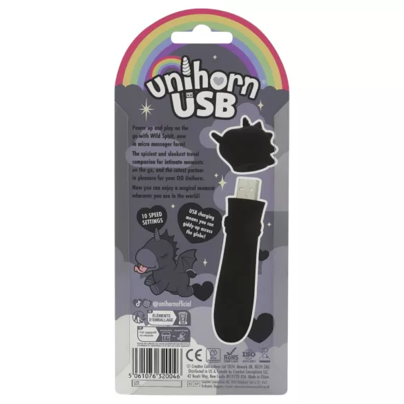 Unihorn Wild Spirit - uzlādējams minivibrators (melns)