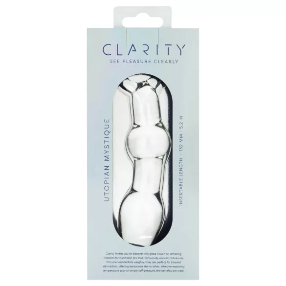 Clarity Utopian Mystique - rievots stikla anālais dildo (caurspīdīgs)