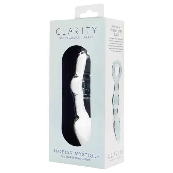 Clarity Utopian Mystique - rievots stikla anālais dildo (caurspīdīgs)