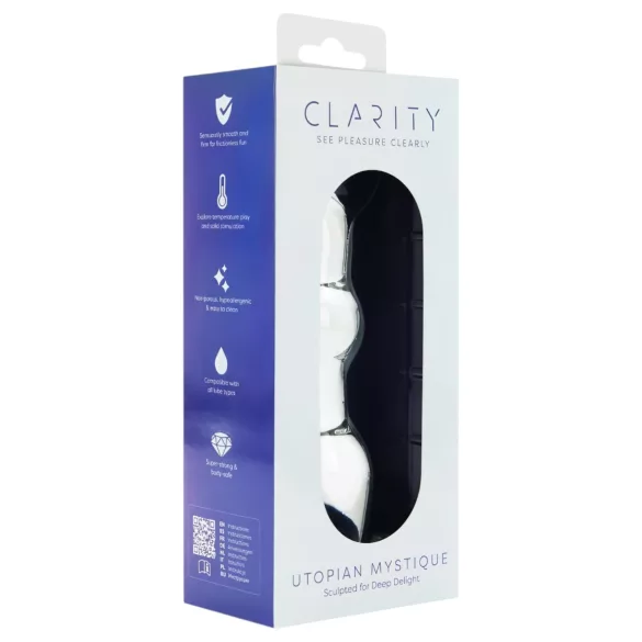Clarity Utopian Mystique - rievots stikla anālais dildo (caurspīdīgs)