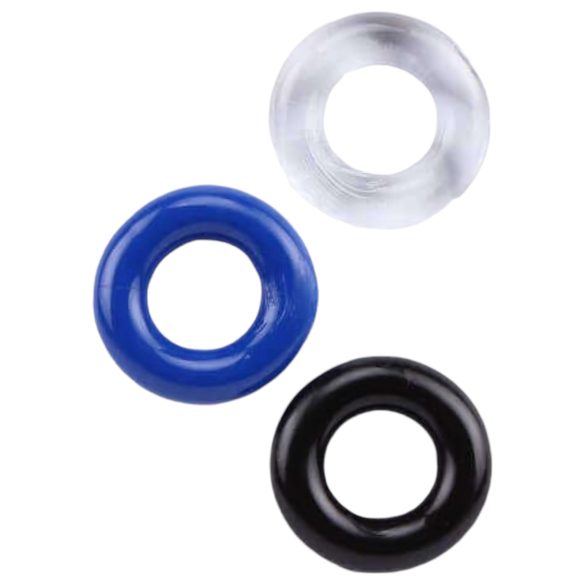 Penisā uzmaucams gredzens komplekts - krāsaini (3 daļas)