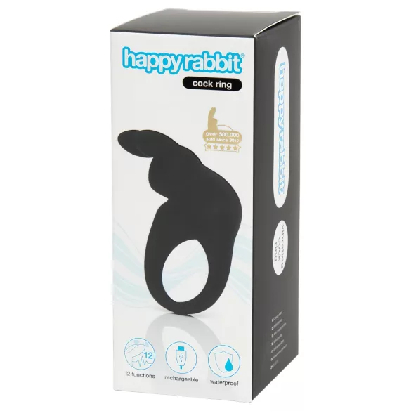 Happyrabbit vibrējošs erekcijas gredzens uzlādējams melns