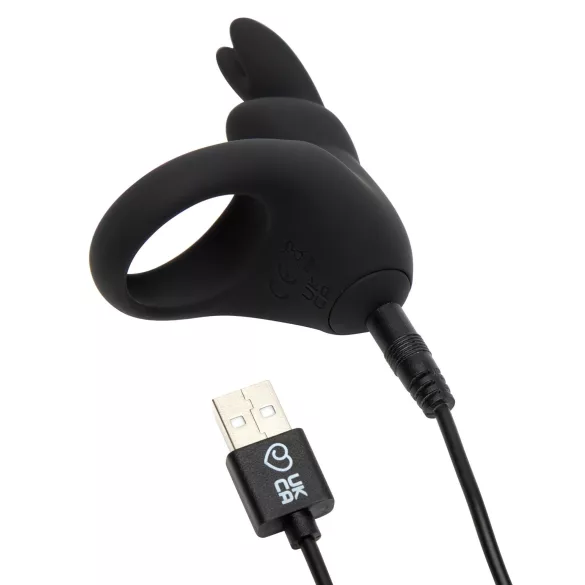 Happyrabbit vibrējošs erekcijas gredzens uzlādējams melns