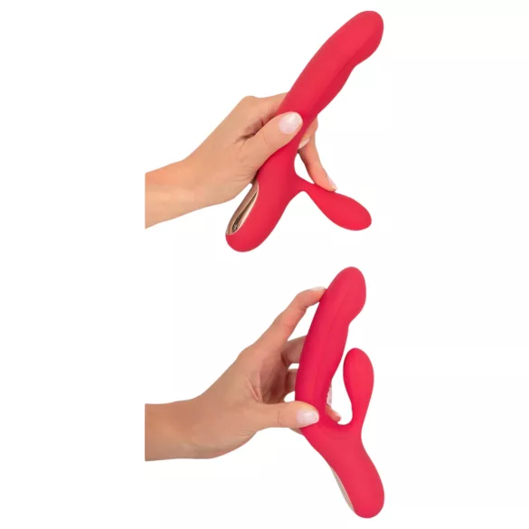 Smile Thumping Rabbit - vibrators ar 3 motoriem, uzlādējams, sarkans