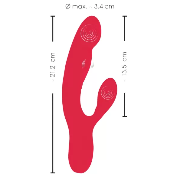 Smile Thumping Rabbit - vibrators ar 3 motoriem, uzlādējams, sarkans