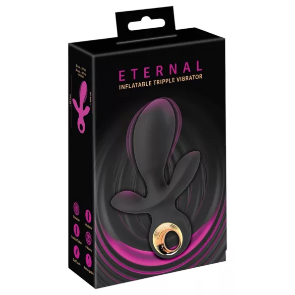 Eternal - uzpūšams trīskāršs vibrators melns