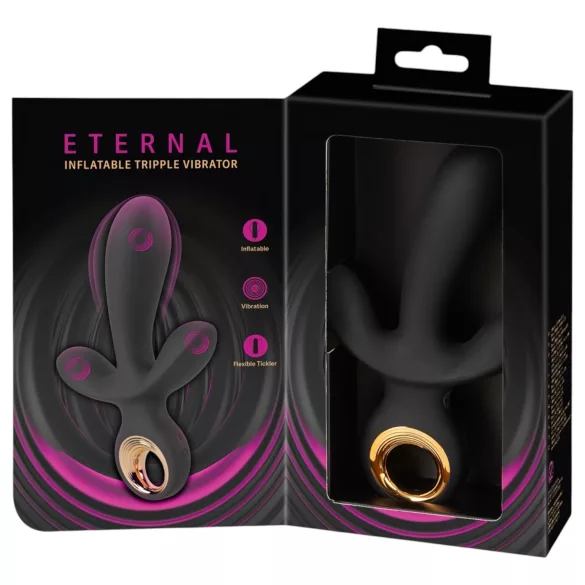 Eternal - uzpūšams trīskāršs vibrators melns