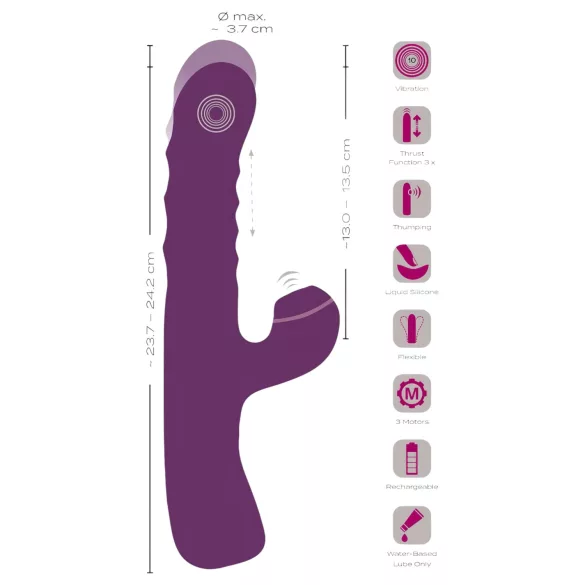 Javida - trīs vienā truša ausu vibrators, violets