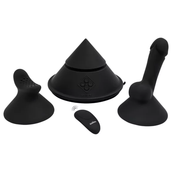 The Cowgirl Cone - lietotnes vadāma premium seksa mašīna - ar 2 maināmiem uzgaļiem, 20 vibrācijas režīmiem (melna)