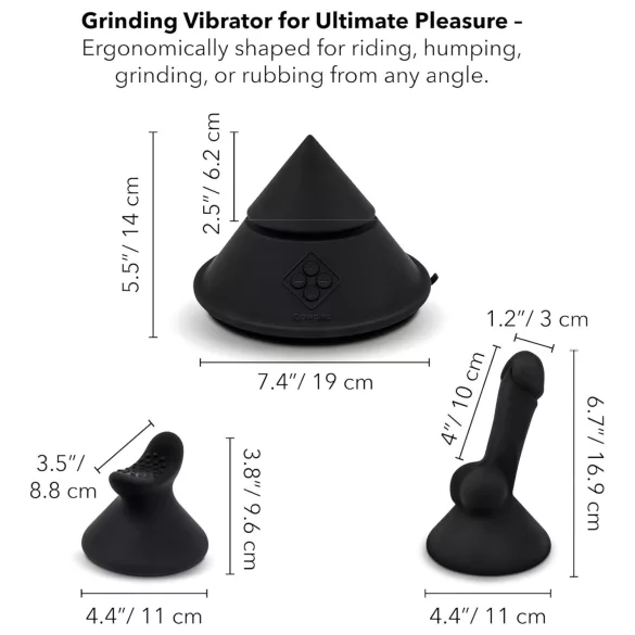 The Cowgirl Cone - lietotnes vadāma premium seksa mašīna - ar 2 maināmiem uzgaļiem, 20 vibrācijas režīmiem (melna)