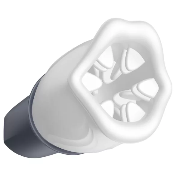 LUX Active First Class - vīriešu masturbators ar rotējošu galvu balts-pelēks