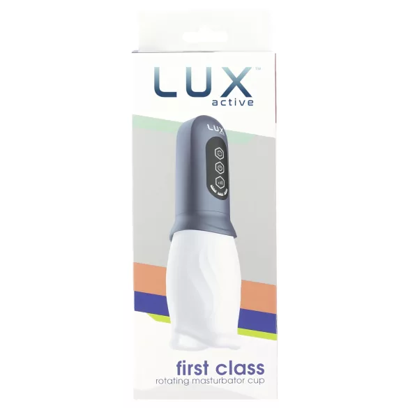 LUX Active First Class - vīriešu masturbators ar rotējošu galvu balts-pelēks