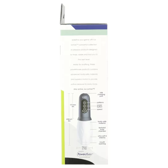 LUX Active First Class - vīriešu masturbators ar rotējošu galvu balts-pelēks