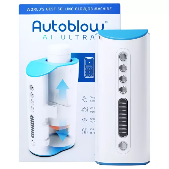 Autoblow A.I. Ultra - vīriešu masturbators ar strāvas padevi, balts