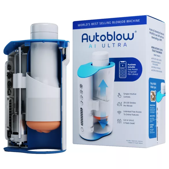 Autoblow A.I. Ultra - vīriešu masturbators ar strāvas padevi, balts