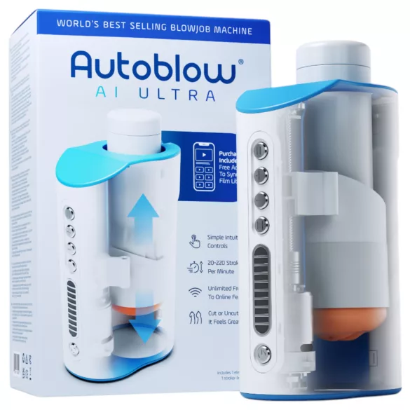Autoblow A.I. Ultra - vīriešu masturbators ar strāvas padevi, balts