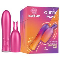   Durex Tease & Vibe - stienis vibratoru ar zaķa klitora stimulatoru (rozā)