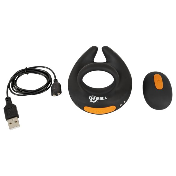 Rebel - vibrējošs dzimumlocekļa gredzens un sēklinieku vibrators melns