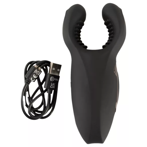 Rebel - kustīgās rokas, vibrējošs dzimumlocekļa gala vibrators (melns)