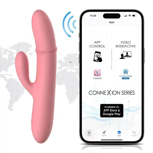 Svakom Mora Neo - lietotnes vadāms pērlīšu vibrators ar klitora atzaru (rozā)