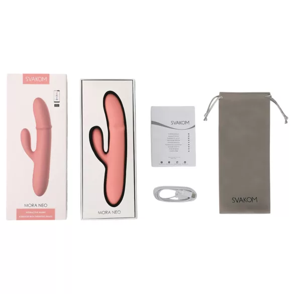 Svakom Mora Neo - lietotnes vadāms pērlīšu vibrators ar klitora atzaru (rozā)
