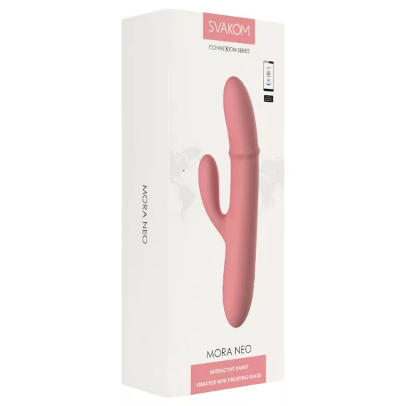 Svakom Mora Neo - lietotnes vadāms pērlīšu vibrators ar klitora atzaru (rozā)