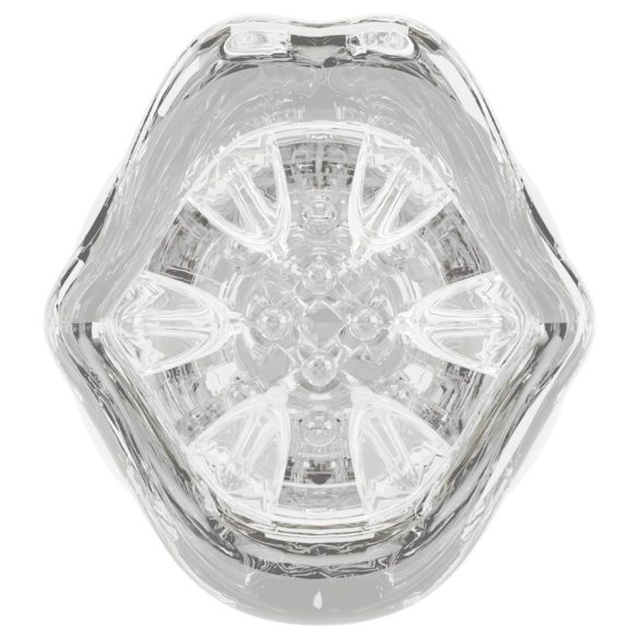 Stroker - vīriešu masturbators ar vibrāciju un rotāciju caurspīdīgs