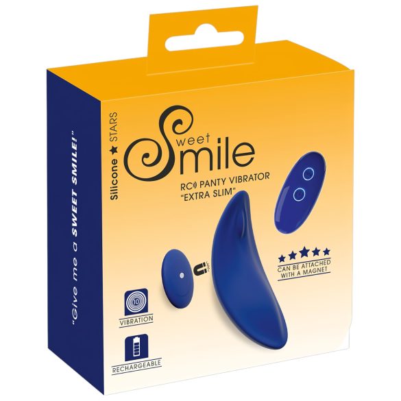 Smile - īpaši plāns, tālvadības biksīšu vibrators (zils)