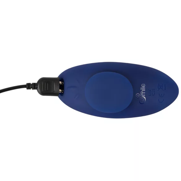 Smile - valkājams, īpaši plāns, ar tālvadības pulti vadāms biksīšu vibrators (zils)