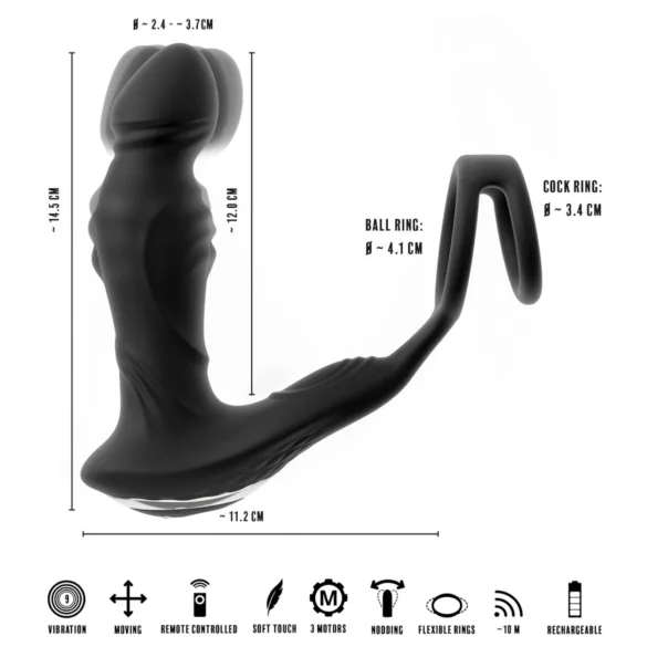 Rebel - stumjamais prostatas vibrators (melns)