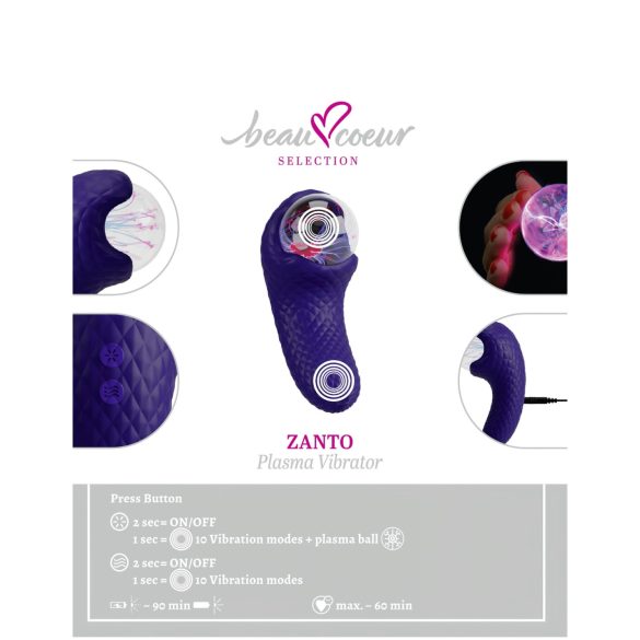 Beau Coeur Zanto - vibrators ar plazmas tehnoloģiju zils