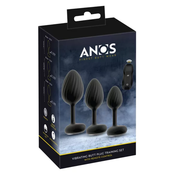 ANOS - vibrējošo anālo aizbāžņu komplekts melns
