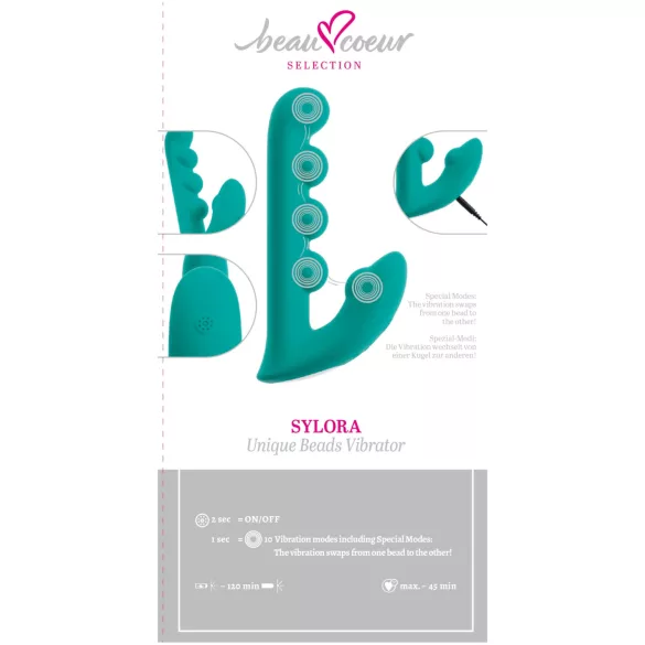 Beau Coeur Sylora - pērļots 2-in-1 vibrators (zaļš)