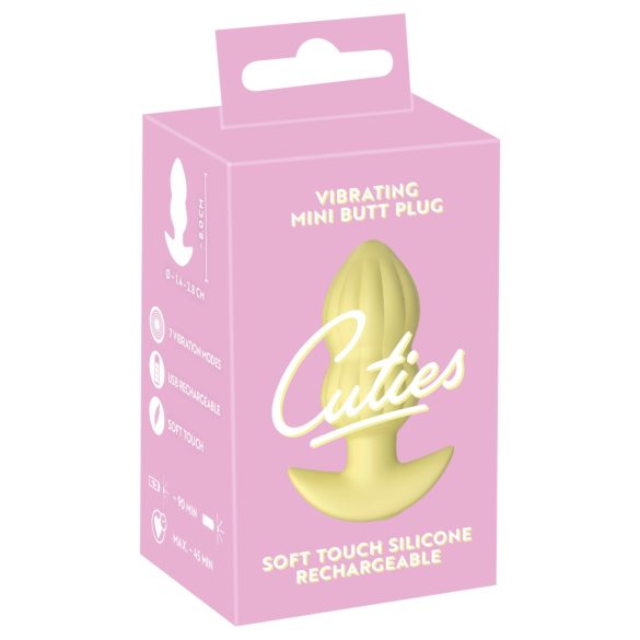 Cuties Mini - anālais vibrators ar rievām, dzeltens
