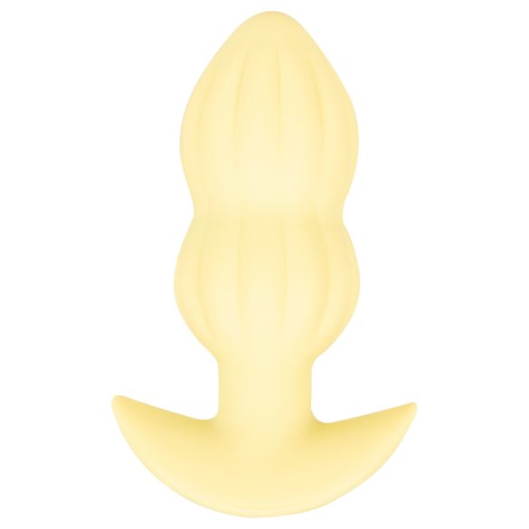 Cuties Mini - anālais vibrators ar rievām, dzeltens