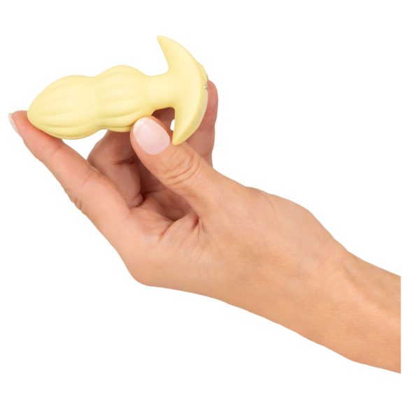 Cuties Mini - anālais vibrators ar rievām, dzeltens