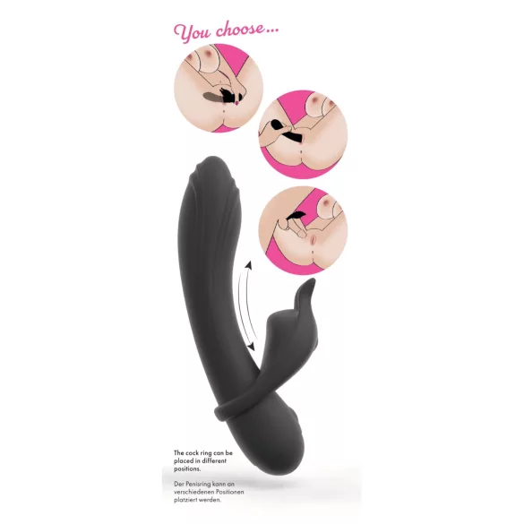 Couple Choice - pāru vibrējošs erekcijas gredzens un G-punkta vibrators pelēks
